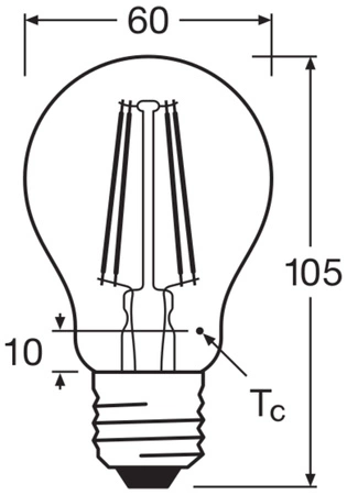 Żarówka LED E27 A60 7W = 60W 806lm 2700K Ciepła 300° Filament BASE Osram