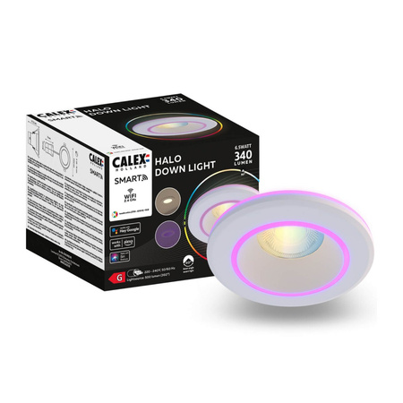 Oprawa LED Podtynkowa Sufitowa Biała Halo SMART WiFi 6,5W 340lm RGB+CCT TUYA CALEX