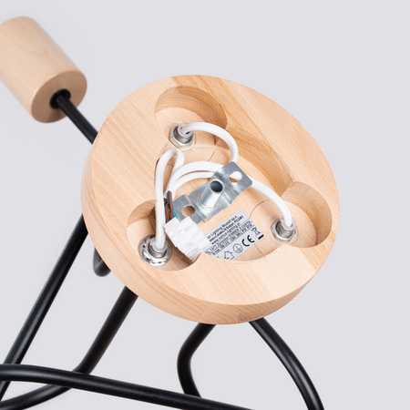Lampa Sufitowa Żyrandol Pająk Wisząca 3x E27 Naturalne Drewno Czarna Ember Peach Puff SL.1477 Sollux