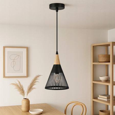 Lampa Sufitowa Oprawa Wisząca Zwis E27 Czarna Brązowa Hira Masterled