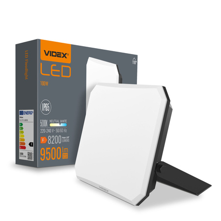 Naświetlacz LED 100W 9500lm 5000K Zimna Czarny z Mleczną Przesłoną Videx