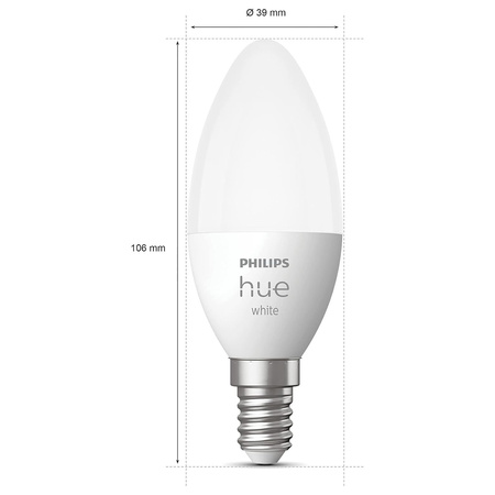 2x Żarówka LED E14 Świeczka B39 5.5W = 40W 470lm 2700K Biała Ciepła SMART Inteligentna Bluetooth ZigBee White Philips HUE