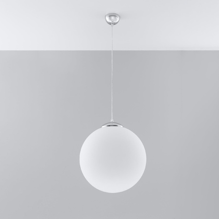 Lampa Sufitowa Wisząca Zwis Kula E27 Kulista Biała Chrom Minimalistyczna Ugo Sollux