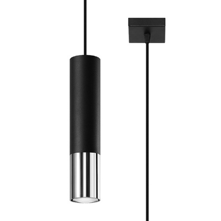Lampa Sufitowa Oprawa Natynkowa SPOT TUBA GU10 Wisząca Zwis Tubularna Czarna Chrom Nowoczesna Loopez Sollux