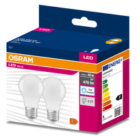 2PAK Żarówka LED E27 A60 4,9W = 40W 470lm 6500K Zimna 200° OSRAM VALUE