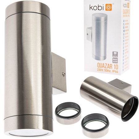 Lampa ogrodowa elewacyjna góra dół LED QUAZAR 10 GU10 IP44 KOBI ALUMINIUM CHROM