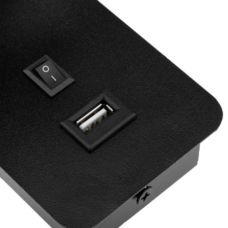 Lampa ścienna Kinkiet GU10 RING z USB i włącznikiem czarny
