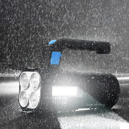 Latarka Akumulatorowa LED Szperacz 5W 250lm Lampka Ręczna Mocna 4XLED+COB VA0113 VAYOX