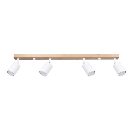 Lampa Sufitowa Oprawa Natynkowa SPOT TUBA Reflektor 4x GU10 Punktowa Ruchoma Tubularna Drewno Biała Nowoczesna Verdo Sollux