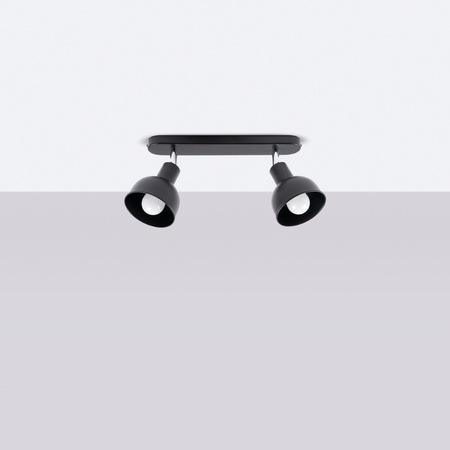 Lampa Sufitowa Oprawa Natynkowa Reflektor 2x E27 Ruchoma Geometryczna Czarna Industrialna Elba Sollux