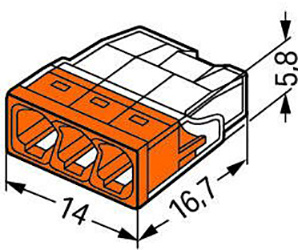 100x Złączka Instalacyjna Szybkozłączka WAGO 2273-203 na DRUT 3x0,5-2,5mm