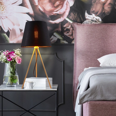 Lampa Stołowa E27 Czarna Złota ELENA Sanico Goldlux