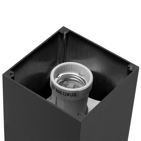 Lampa Ogrodowa Zewnętrzna E27 CZARNA SŁUPEK Kwadratowy 50cm