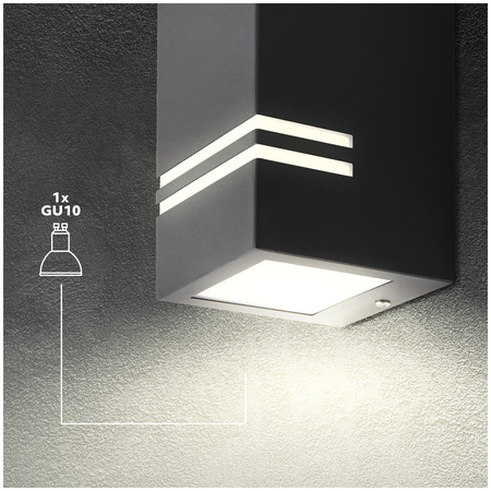 Lampa Ogrodowa Kinkiet Elewacyjny Zewnętrzny GU10 IP44 Szara Quazar Kobi