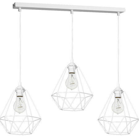 Lampa wisząca BASKET 3xE27 Geometryczny Kształt Loft Biała Koszyk Diament MLP7213 Metal