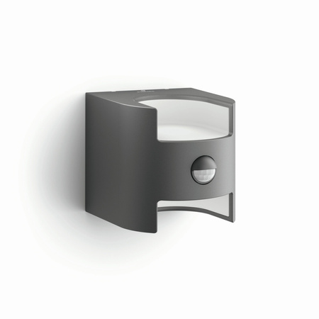 Kinkiet Ogrodowy Lampa Elewacyjna Zewnętrzna LED 9W 800lm 2700K IP44 z Czujnikiem Ruchu i Zmierzchu Antracyt Grass Philips