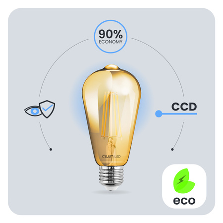 Żarówka LED E27 Edison ST64 4W = 35W 440lm 2000K Ciepła 360° FILAMENT LUMILED