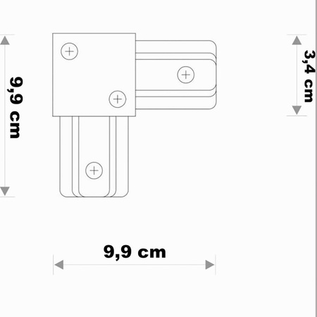 Łącznik Kątowy Narożny do Listw Szynowych Trójfazowych Czarny