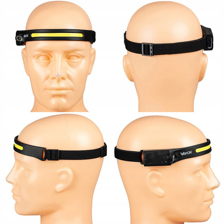 Latarka Czołowa LED Akumulatorowa COB+XPE 350lm IPX4 z Czujnikiem Ruchu 5 Trybów VAYOX