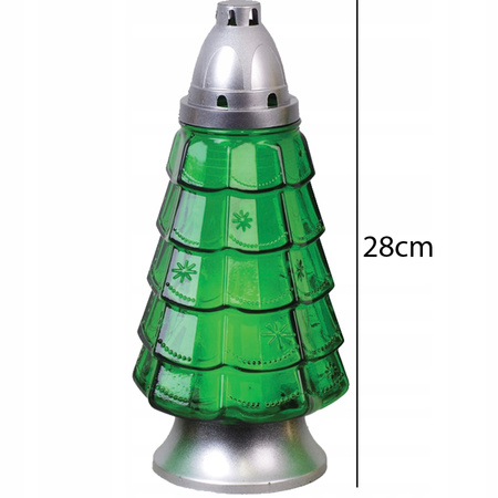 6x Znicz Szklany Choinka na Wkład 40h na Grób 28cm