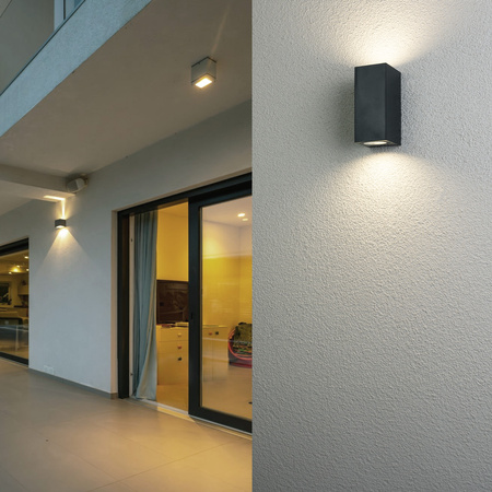Kinkiet Ogrodowy Elewacyjny Lampa Zewnętrzna 2xGU10 ALLIUM Czarna Kwadrat LUMILED
