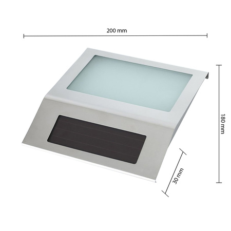 Lampa Ogrodowa Solarna LED Podświetlany Numer Domu Kinkiet Elewacyjny 6000K IP65 Czujnik Srebrna