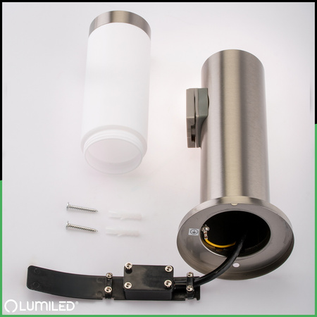 Lampa Ogrodowa Zewnętrzna E27 INOX SŁUPEK 45cm z Gniazdem 230V Lilium LUMILED