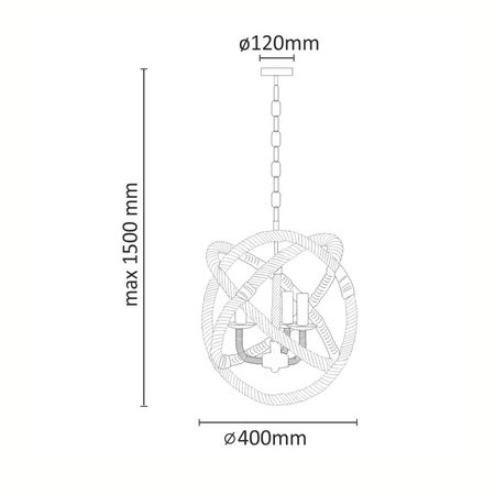 Lampa Wisząca Sufitowa ROPE GLOBO 3xE14 SZNUR LOFT Vintage - GOLDLUX (Polux)
