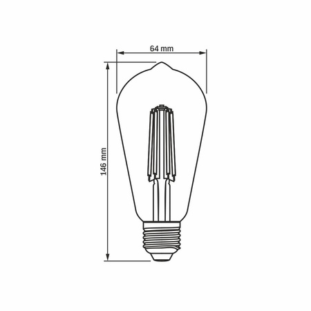 Żarówka LED E27 ST64 Edison 6W = 50W 630lm 4000K Neutralna 360° FILAMENT Ściemnialna Videx