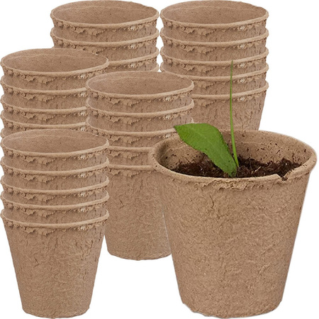 Zestaw 24x Doniczki Torfowe 8x8 cm do Rozsady Wysiewu Pikowania Na Sadzonki Biodegradowalne Okrągłe