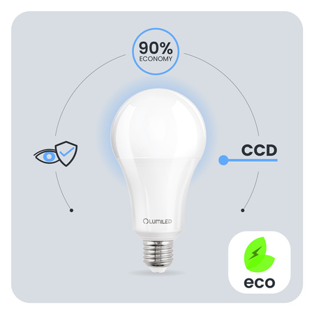 6x Żarówka LED E27 A70 18W = 150W 2430lm 6500K Zimna 260° LUMILED