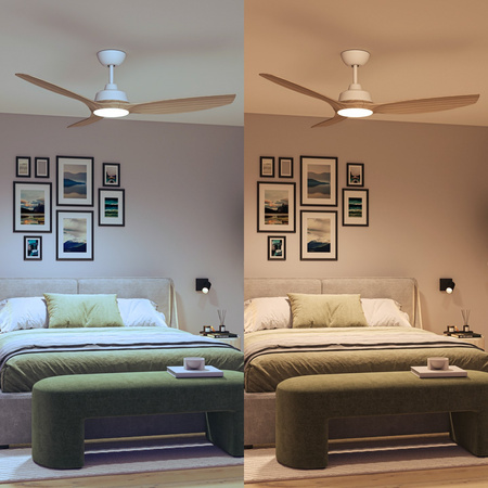 Wentylator Sufitowy 32W Lampa Sufitowa LED 24W 2650lm 3000/4300/6500K CCT Biała Brązowa + Pilot Olas Philips