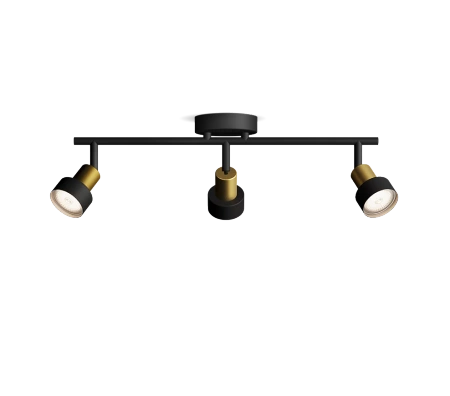Lampa Sufitowa Reflektor 3x GU10 Czarna-Miedziana Conduit Philips