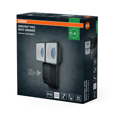 Naświetlacz LED Reflektor Zewnętrzny Lampa LED z Czujnikiem Ruchu i Zmierzchu 16W 1500lm 4000K Neutralna Szary IP55 Endura Osram