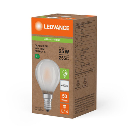 Żarówka LED Kulka E14 P45 1.2W = 25W 255lm 4000K Neutralna 330° Ledvance
