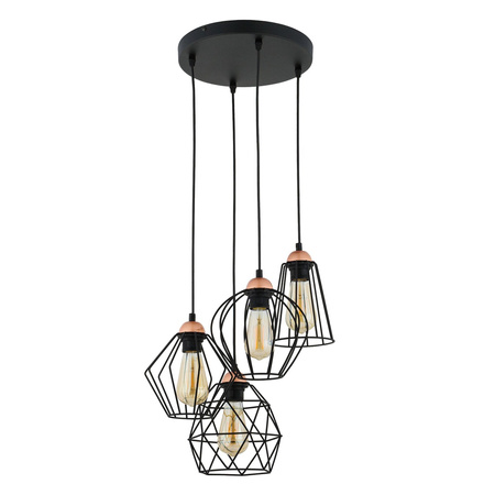 Lampa Sufitowa Wisząca GALAXY Żyrandol Czarno-Miedziana Industrialna 4xE27 1643 TK Lighting