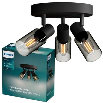 Lampa Sufitowa Reflektor 3x E14 Czarna Palms Philips