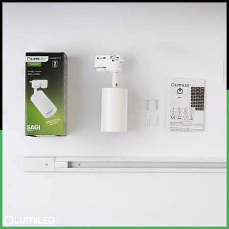 Zestaw Szyna Oświetleniowa Szynoprzewód 1m + 3x Reflektor Szynowy SAGI GU10 Biały LUMILED