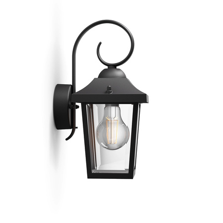 Lampa Ogrodowa LED Kinkiet Elewacyjny BUZZARD myGarden E27 IP44 Latarnia do Dołu Czarna PHILIPS