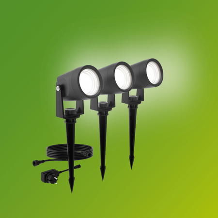 3x Lampa Ogrodowa Reflektor LED 1.5W 180lm 2700K Czarna Reuel Ultra Efficient Philips