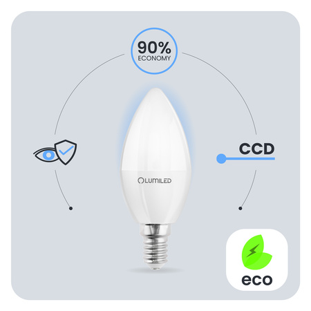 Żarówka LED E14 Świeczka B35 10W = 75W 1100lm 3000K Ciepła 180° LUMILED