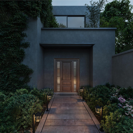 Lampa Ogrodowa Stojąca Zewnętrzna LED E27 SŁUPEK 75cm LATARNIA IP44 Czarna Buzzard Philips