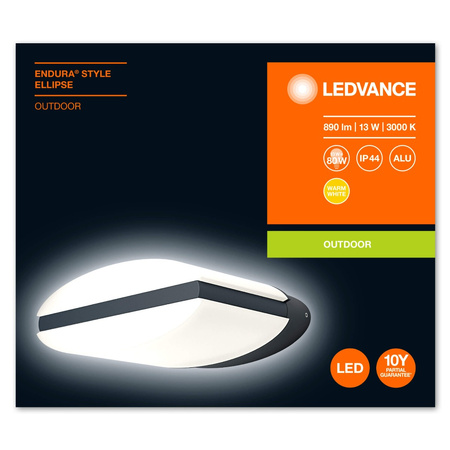 Lampa Ogrodowa Zewnętrzna Kinkiet Elewacyjny LED 12.5W 950lm 3000K IP44 Szary Endura Ledvance