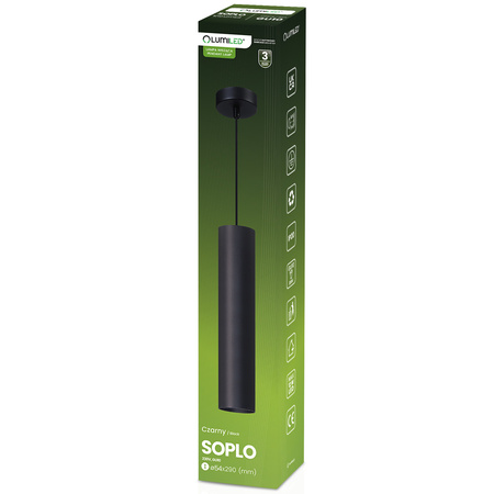 Lampa Wisząca Sufitowa Zwis 29cm Reflektor GU10 LED SOPLO Czarny LUMILED