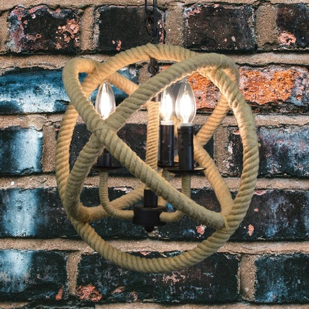 Lampa Wisząca Sufitowa ROPE GLOBO 3xE14 SZNUR LOFT Vintage - GOLDLUX (Polux)