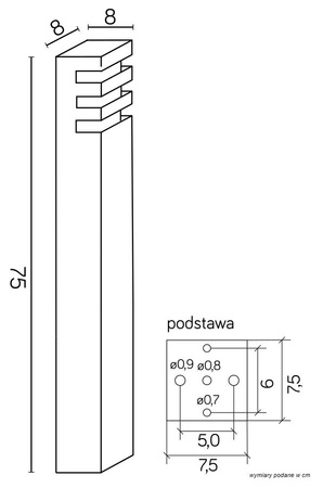 Lampa Ogrodowa Zewnętrzna Stojąca SŁUPEK RADO 1 DG E27 75cm Su-Ma