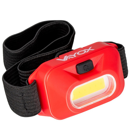 Latarka Czołowa Bateryjna Czerwona COB IP44 150lm VA0118 Vayox