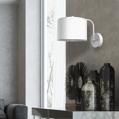 Lampa Ścienna Kinkiet ALBION Biała Tkanina 1xE27 Milagro