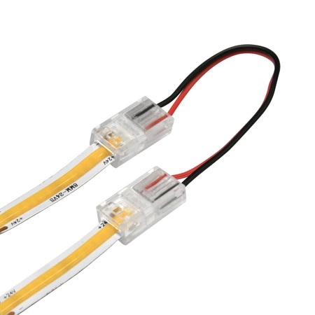 Złączka do Taśm Pasków LED COB Kątowa Elastyczna Dwustronna 2pin 8mm Biała Sanico Goldlux