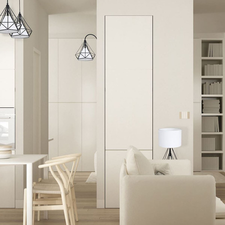 Lampka stołowa stojąca TRIANGOLO 1x E27 Czarno-biała Metal + tkanina Milagro